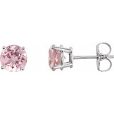 14K Gold 5 mm Natural Pink Morganite Stud Earrings