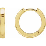 14K Yellow Gold Small Hinged Hoop Earrings, Square Profile